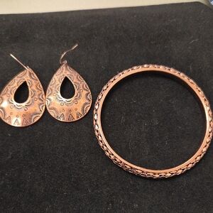 Elegant Copper Earrings and Bangle Set